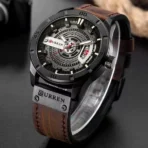 Curren 8301 Leather Watch For Men-Brown