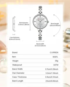 Curren 9097 For Women – Full Silver