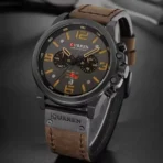 Orginal Curren 8314 Leather Wrist Watch For Men – Black-Brown