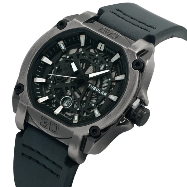 Orginal TUBULAR Black Leather Belt Watch For Men