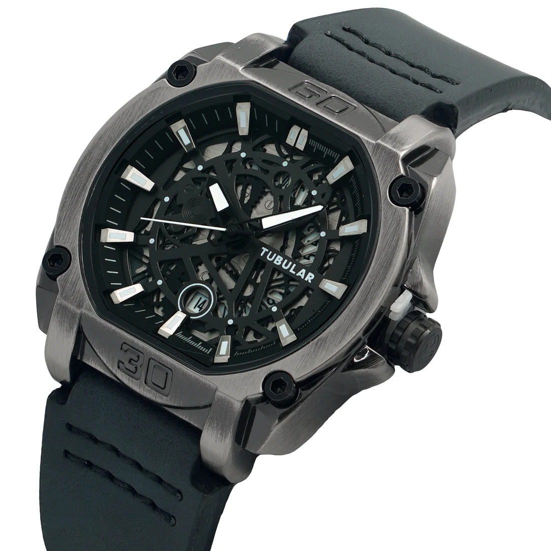 Orginal TUBULAR Leather Belt Watch For Men 5 Orginal TUBULAR Black Leather Belt Watch For Men - Image 1