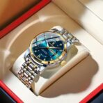 Poedagor 936 Original watch Golden Silver and Blue Dial