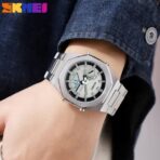 SKEIME 1816 Dual Time Show Watch For Men - White - Image 2