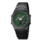 SKEIME 1816 Dual Time Show Watch For Men - Black Green