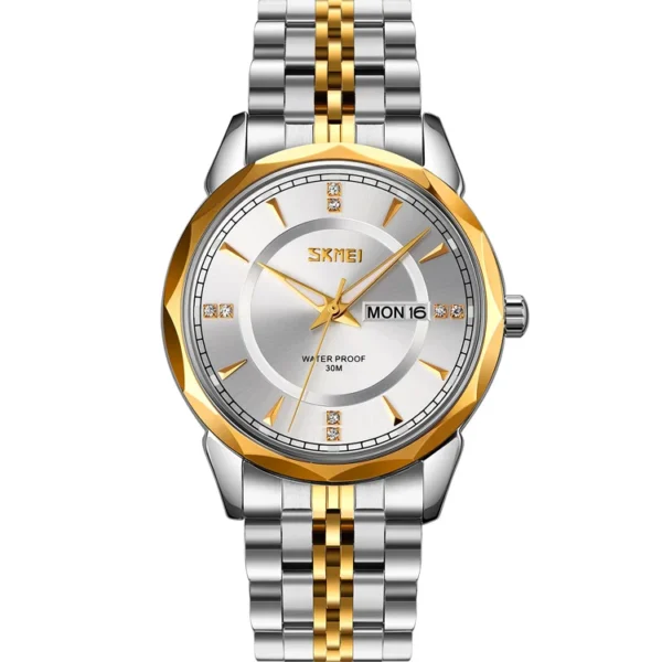 Skmei 9268 Watch For Mens-Golden Silve and White