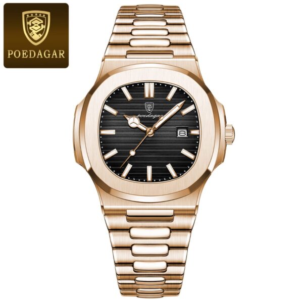 POEDAGAR Original 613 Rose Gold and Black Dial