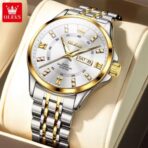 Olevs 3620 Watch For Men – Golden Silver and White