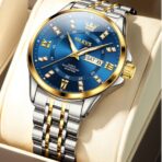 Olevs 3620 Watch For Men – Golden silver and  Blue