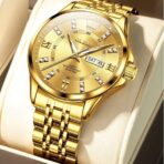 Olevs 3620 Watch For Men –Full Golden (Chain&Dial)