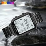 Skmei 1888 Digital Wrist Watch- Black Chain and Silver Dial - Image 2