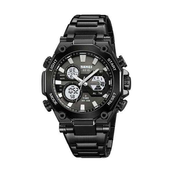 SKMEI 2210 Luxury Dual Time Display Digital Mens Watch - Black