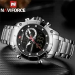 Naviforce 9163 Watch For Men - Silver Black - Image 2