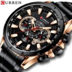 CURREN 8363 Original Watch for Men - Rose Gold Black