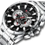 CURREN 8363 Original Watch for Men - Silver Black