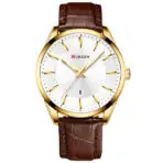 Curren 8365 Gold White Watch For Men