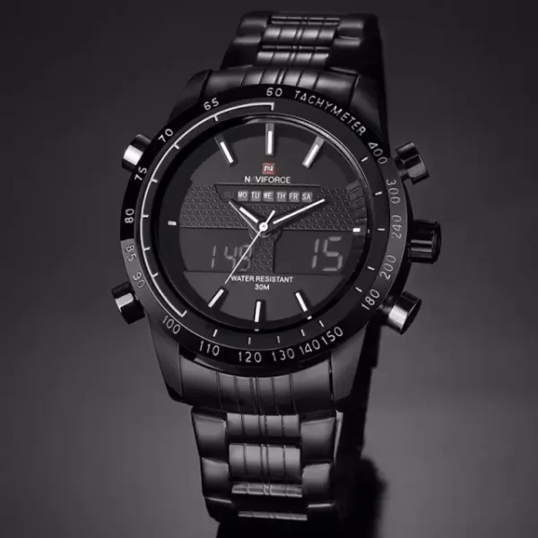 Naviforce 9024 Watch  For Men- Black White