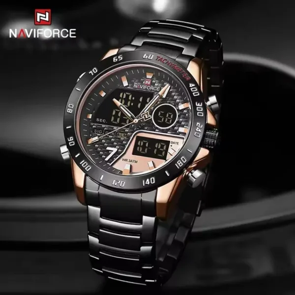 Naviforce 9171 Watch  For Men- Black Gold
