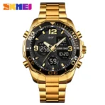 SKMEI 1649 Digital Analog Watch  For Men-Golden Black