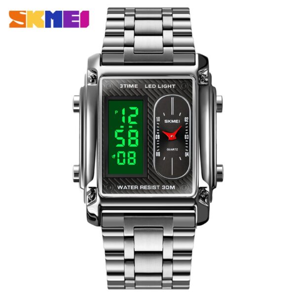 SKMEI 1868 Multiple Time Digital Watch For Watch For Men-Silver