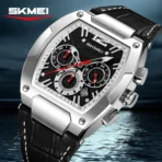 SKMEI 9357 Watch For Men-Silver Black - Image 2
