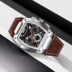 SKMEI 9357 Watch For Men Silver Brown - Image 2