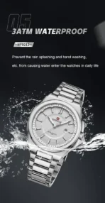 Naviforce 9212 Watch For Men- Silver White - Image 2