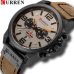 Orginal Curren 8314 Leather Wrist Watch For Men–Brown and Gray