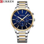 Curren 8435 Orginal Watch For Watch-Golden Silver and Blue