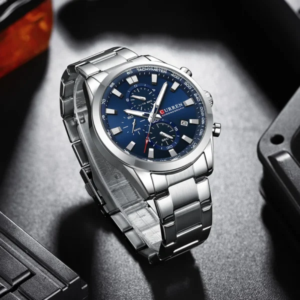 Curren 8445 Orginal Watch For Men-Silver Blue