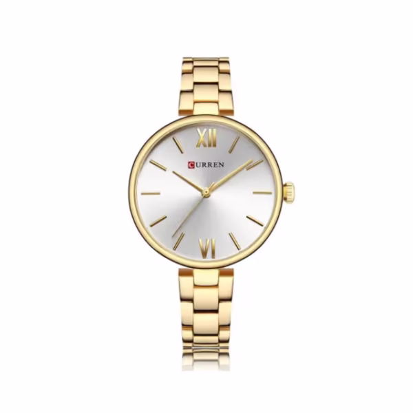 CURREN 9017 Orginal Watch For Women-Golden White