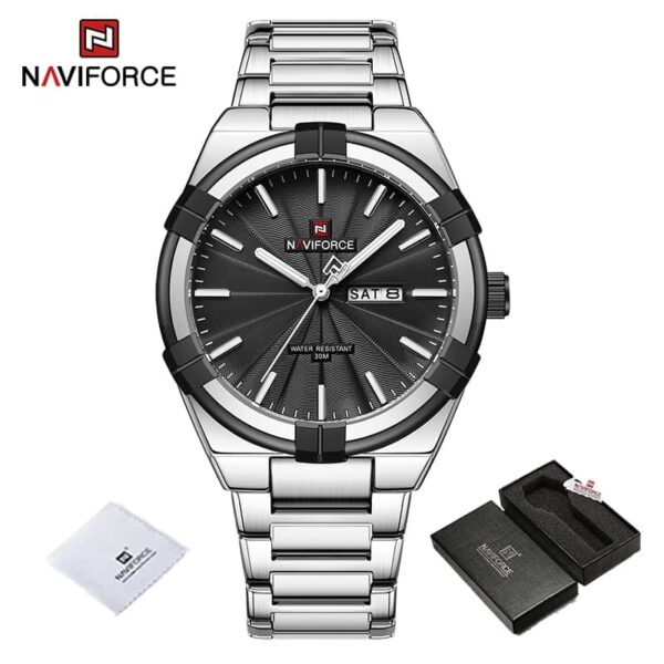 Naviforce nf 9218- Silver Black Watch Price In Bangladesh