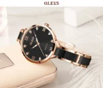 OLEVS 5872 Orginal Ceramic Watches For Woman-Black - Image 2