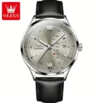 Olevs 2931 Leather Watch For Men-Black Gray - Image 3