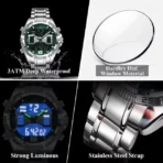 Poedagar103 Orginal Watch For Men-Silver Green - Image 3