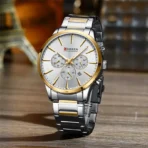 Curren 8435 Orginal Watch For Watch-Golden Silver and White
