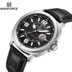 Naviforce 8078 Watch For Men- Silver Black