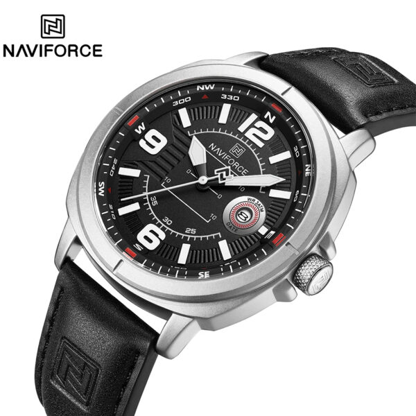 Naviforce 8078 Watch For Men- Silver Black